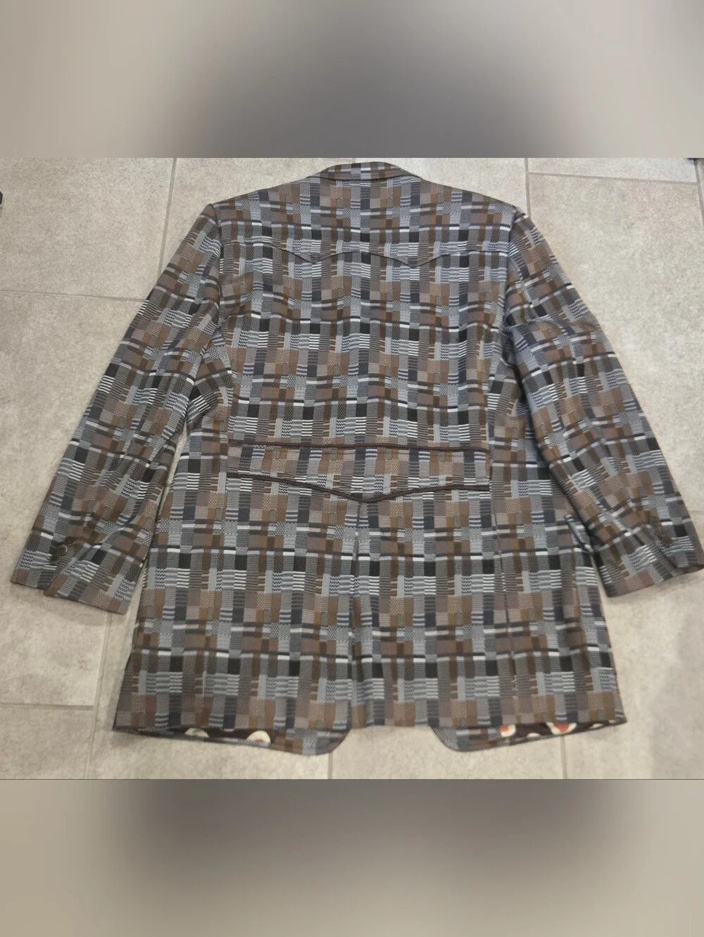Vtg 1972 Bespoke Nat Diamond Blazer 42 L? Psychedelic Mod Lining Pattern Jacket